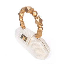 Load image into Gallery viewer, Soli & Sun - Melia Straw Clutch (Cream & Gold)