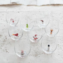 Load image into Gallery viewer, Stemless Wine Glass w/ Holiday Figure Inside (Set of 8)