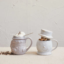 Load image into Gallery viewer, Stoneware Snowman Mug w/Lid
