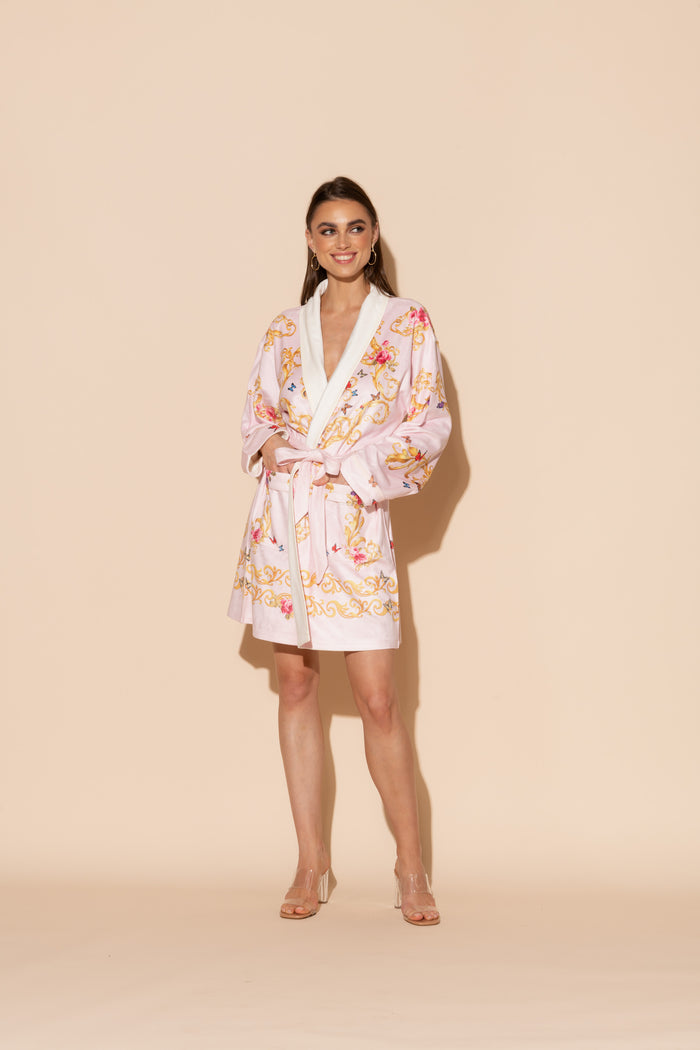 Wrap Up - Pink Butterfly Short Robe