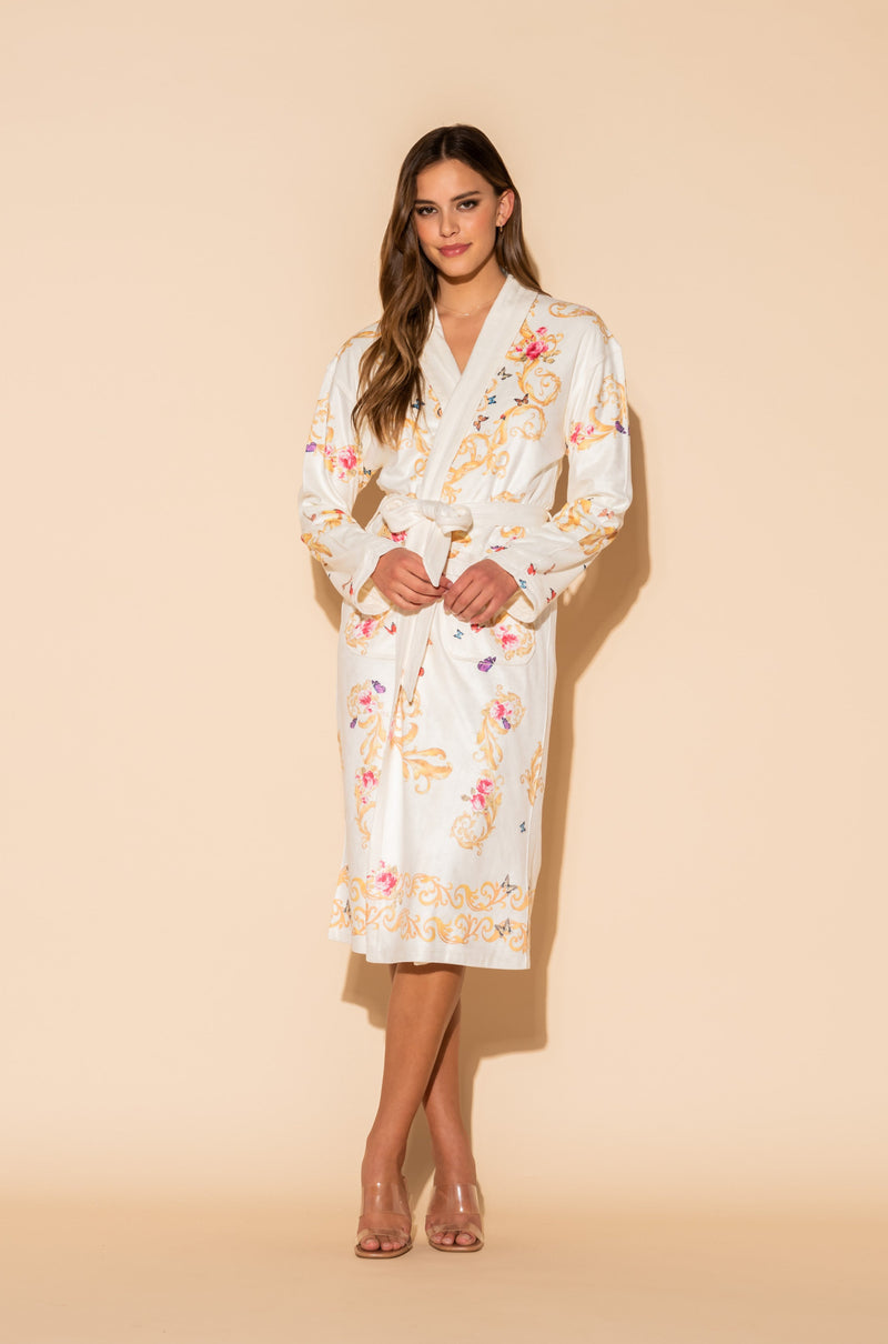 Wrap Up White Butterfly Long Robe Cal a Vie Boutique