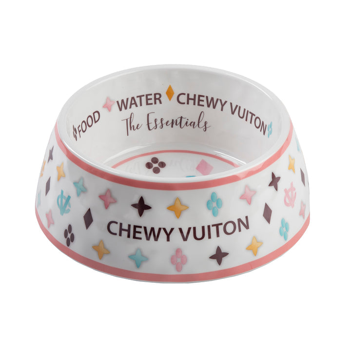 Haute Diggity Dog White Chewy Vuiton Bowls (Set of 2)
