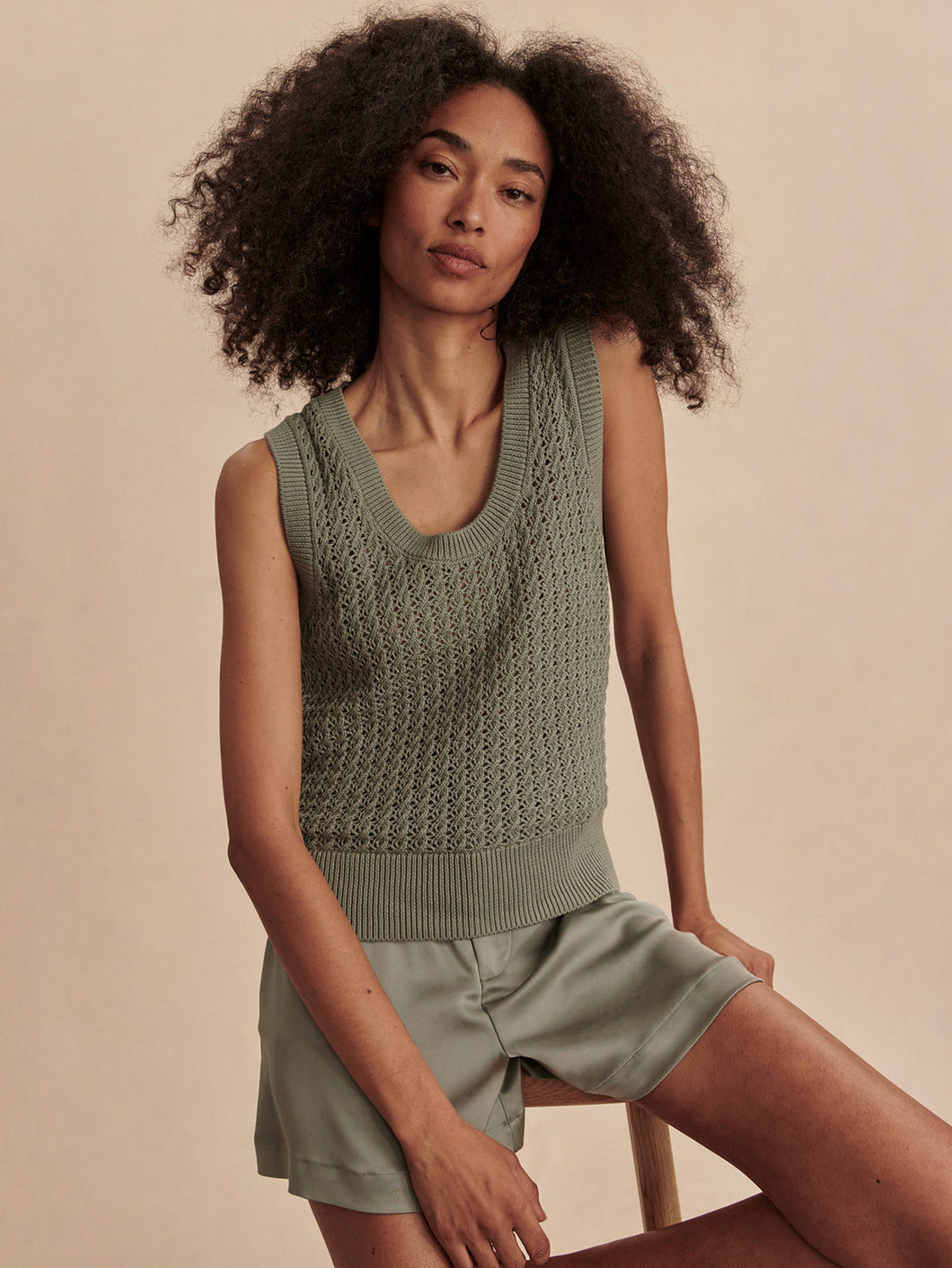 Varley - Ferns Open Knit Tank Sage