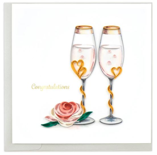 Quilling Card -  Wedding Toasting Flutes