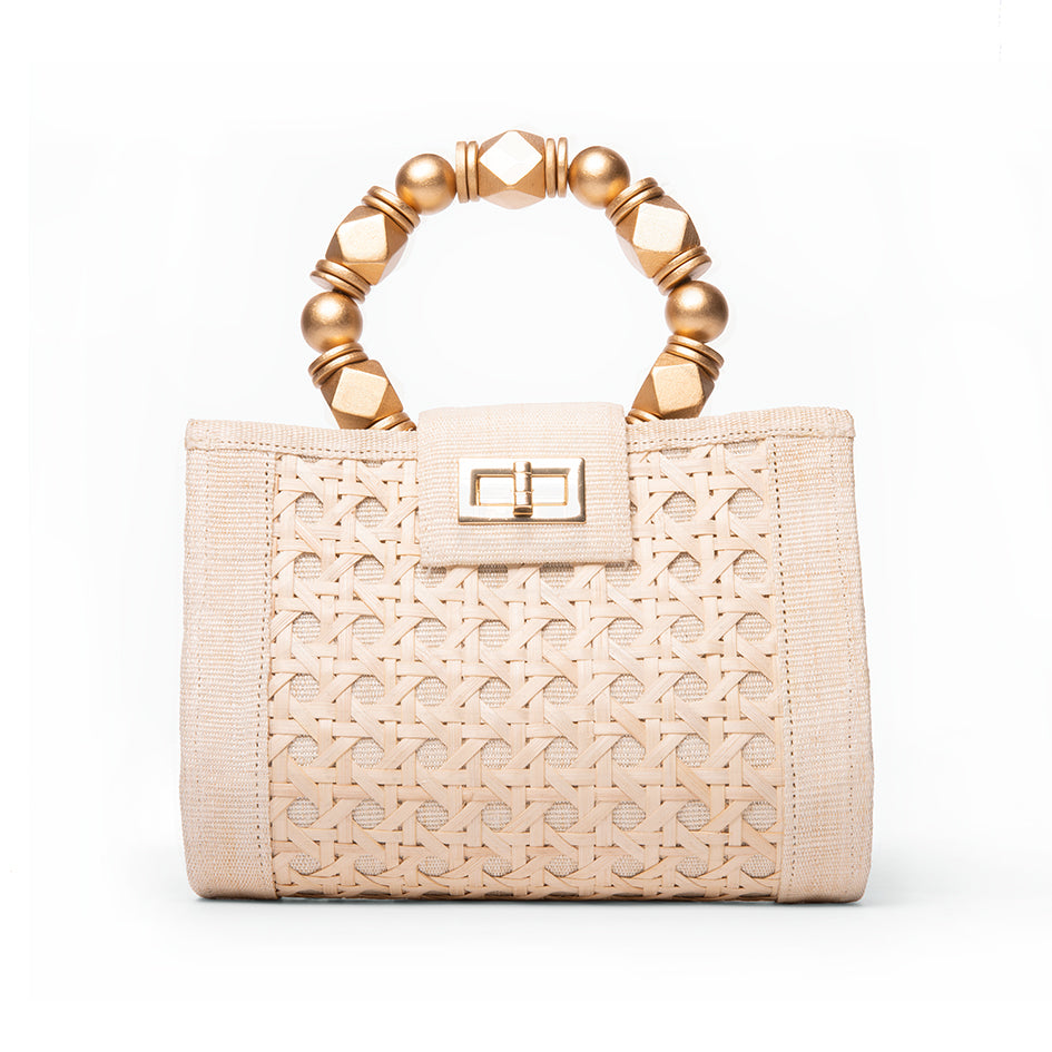 Soli & Sun - Mila Rattan Clutch (Cream)