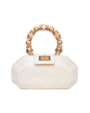 Load image into Gallery viewer, Soli &amp; Sun - Melia Straw Clutch (Cream &amp; Gold)
