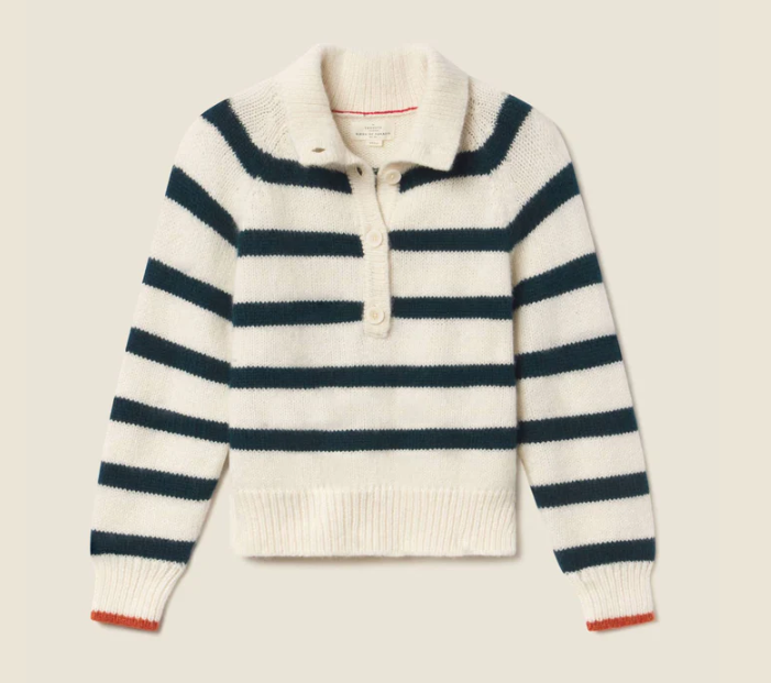 Birds of Paradis - Juneau Sweater Teal Stripe