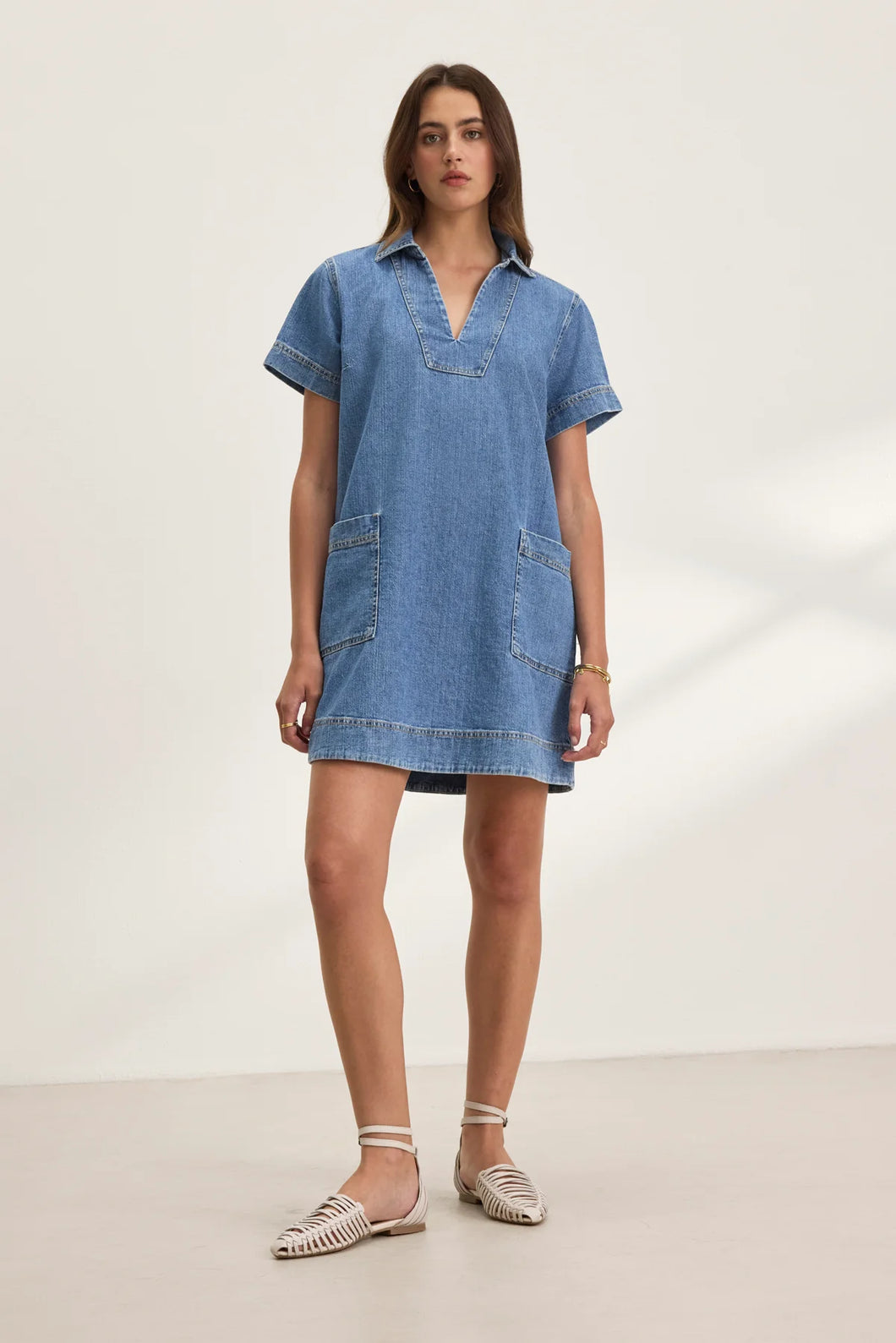 Velvet - Delana Denim Collared Dress