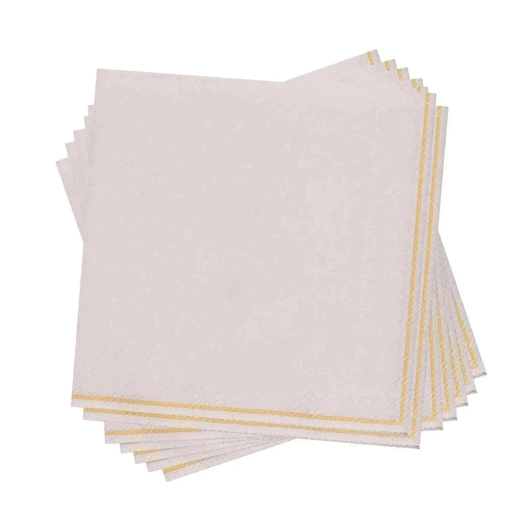 Luxe Party - Linen with Gold Stripe Paper Napkins