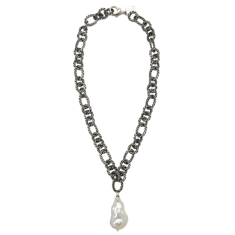 Girl with a Pearl The Karl Chain Choker with Pearl (Silver)