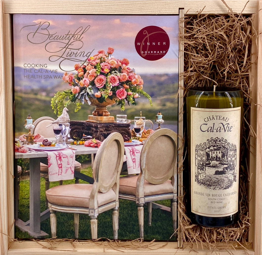 Beautiful Living Cookbook & Wine Candle Gift Set